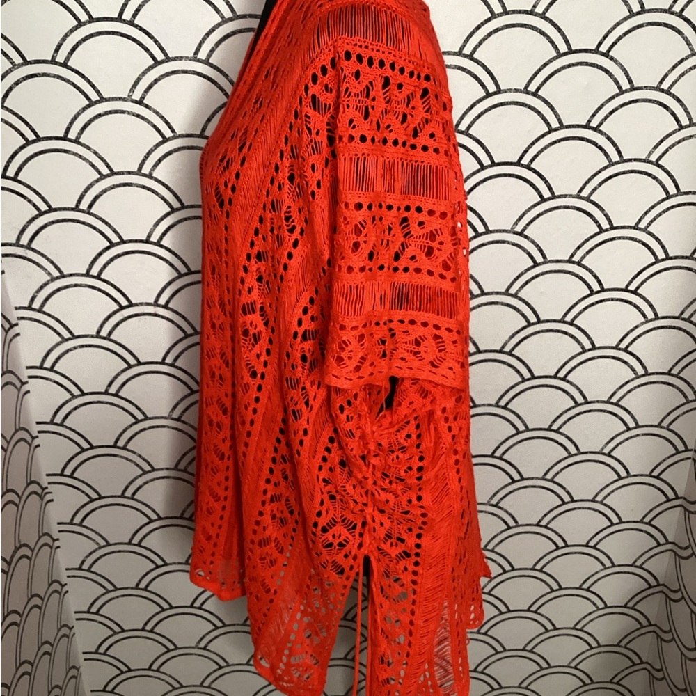 Vibrant Orange Crochet Cover-Up – One Size | Beach-Ready Boho with Bold Flair - Picture 8 of 9
